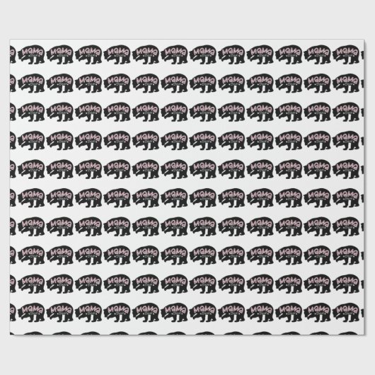 Mama zwart Beer Cadeaupapier (Vlak)