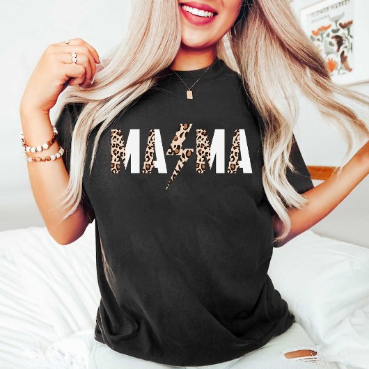 Mama Zwart & wit Luipaard Print Verjaardag T-shirt