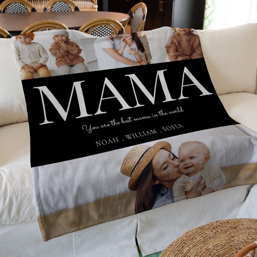 Mama zwart-wit moden typografie 4 foto fleece deken