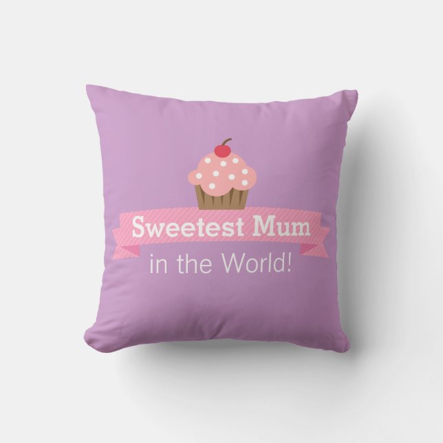 Mamaatje Roze Cupcake Paars Kussen (Voorkant)