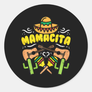 Mamacita Hoed Cinco De Mayo Feest Mexicaanse Manne Ronde Sticker