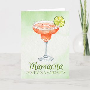 Mamacita Verdient een Margarita Aquarel Feestdagen Kaart