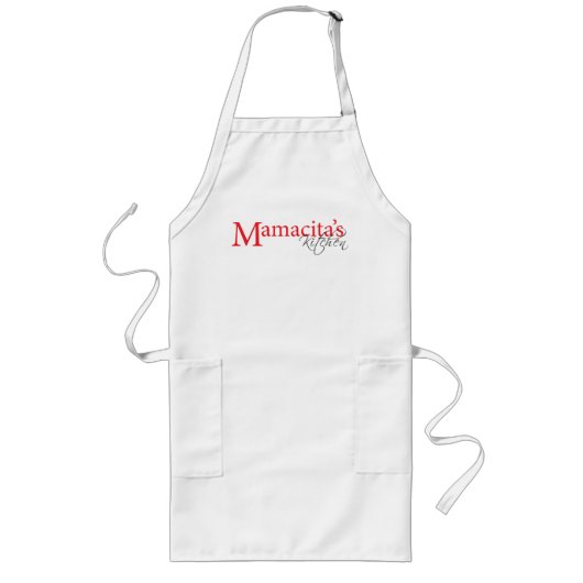 Mamacita's keuken-katoenpoly-menghaar lang schort (Voorkant)