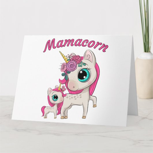 Mamacorn: Moederdag Gift Mam & Daughter Unicorn Bedankkaart (Voorkant)