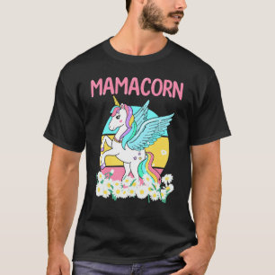 Mamacorn Vintage Mooie Eenhoorn Madeliefjes Bloeme T-shirt