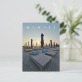 Mamaia-strand op een avondansichtkaart briefkaart (Staand voorkant)