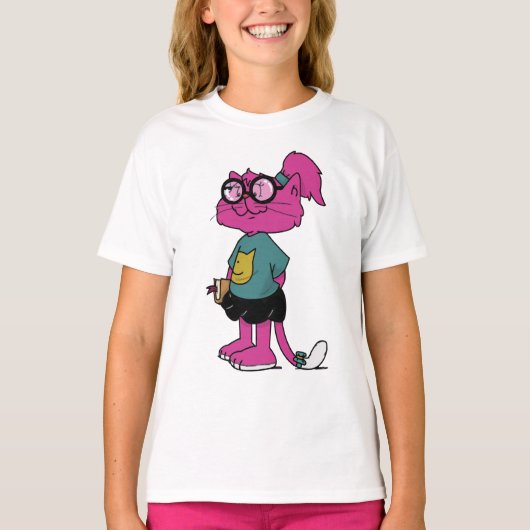 MAMAMACANZ | Roze kat T-shirt (Voorkant)