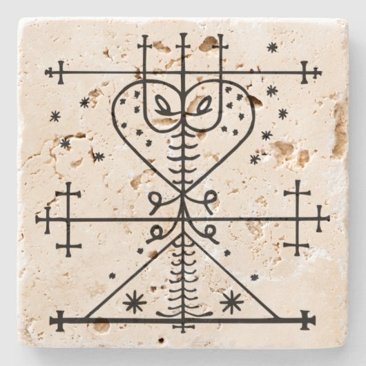Maman Brigitte Vodou Veve Altar Stenen Onderzetter (Voorkant)