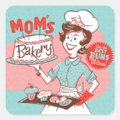 Mama's Bakkerij Retro Sticker — Vierkant (Voorkant)
