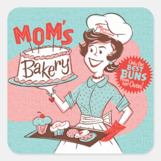 Mama's Bakkerij Retro Sticker — Vierkant
