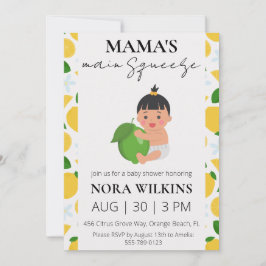 Mama's belangrijkste knijp citrus baby shower uitn kaart