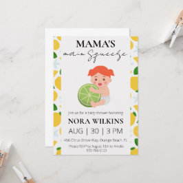 Mama's belangrijkste knijp citrus baby shower uitn kaart
