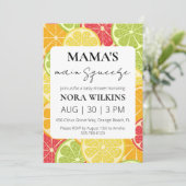 Mama's belangrijkste knijp citrus baby shower uitn kaart (Staand voorkant)
