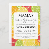Mama's belangrijkste knijp citrus baby shower uitn kaart (Voorkant / Achterkant)