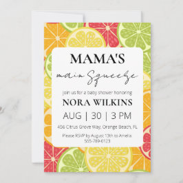 Mama's belangrijkste knijp citrus baby shower uitn kaart