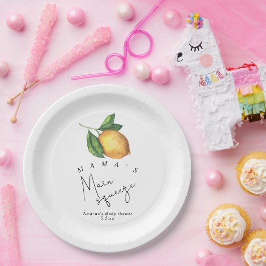 Mama's belangrijkste squeeze Lemon baby shower Papieren Bordje (Feest)