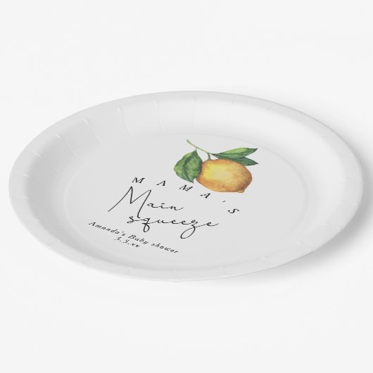 Mama's belangrijkste squeeze Lemon baby shower Papieren Bordje (Gekanteld)