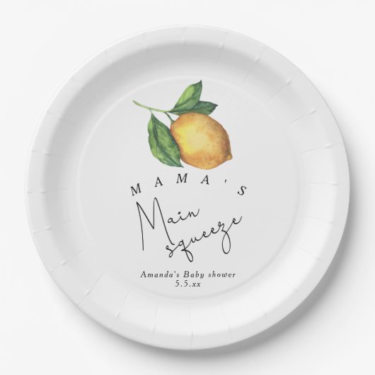 Mama's belangrijkste squeeze Lemon baby shower Papieren Bordje (Voorkant)