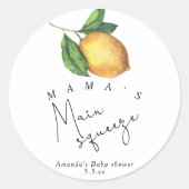 Mama's belangrijkste squeeze Lemon baby shower Ronde Sticker (Voorkant)