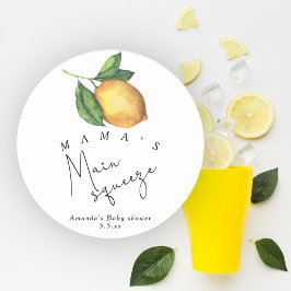 Mama's belangrijkste squeeze Lemon baby shower Ronde Sticker