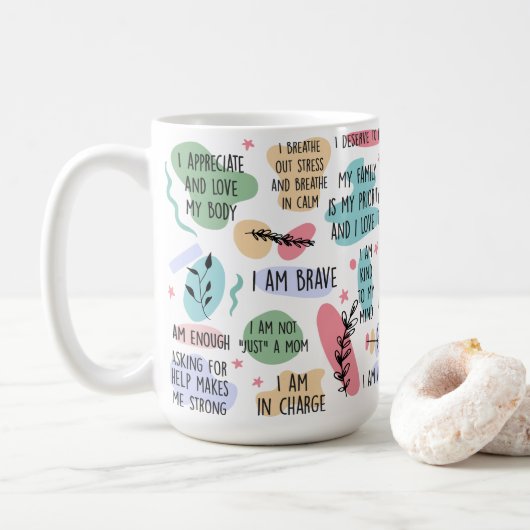 Mama's bevestigingswoorden koffiemok (Met donut)
