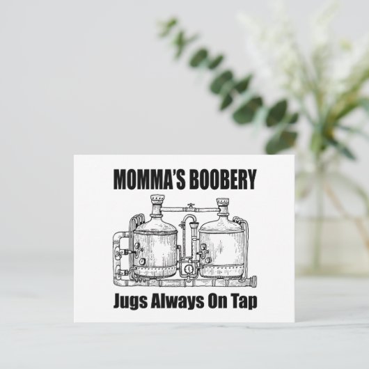 Mama's Boobery Jugs Altijd Op Tap Briefkaart (Staand voorkant)