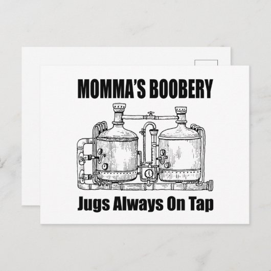 Mama's Boobery Jugs Altijd Op Tap Briefkaart (Voorkant / Achterkant)