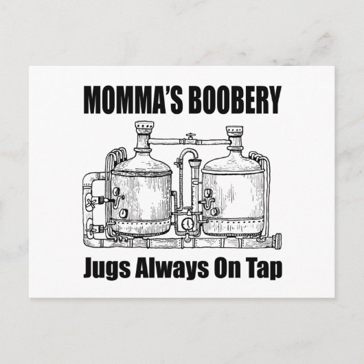 Mama's Boobery Jugs Altijd Op Tap Briefkaart (Voorkant)