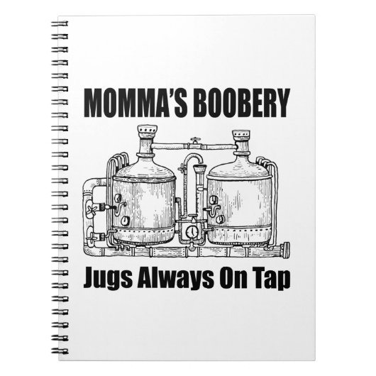 Mama's Boobery Jugs Altijd Op Tap Notitieboek (Voorkant)
