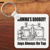 Mama's Boobery Jugs Altijd Op Tap Sleutelhanger (Voorkant)