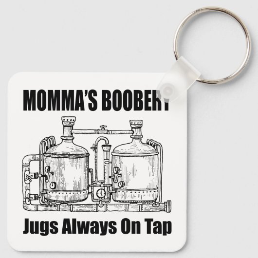 Mama's Boobery Jugs Altijd Op Tap Sleutelhanger (Achterkant)