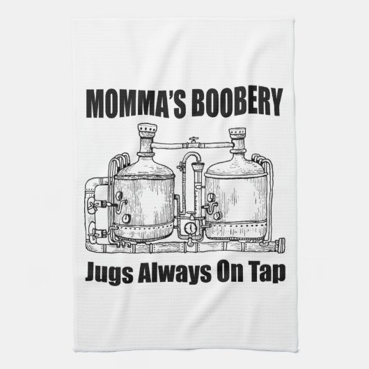 Mama's Boobery Jugs Altijd Op Tap Theedoek (Verticaal)