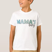 Mama's Boy bijpassende blauwe kleur Boy's T-Shirt (Voorkant)