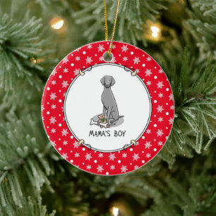 Mama's Boy Weimaraner (grijs 1) speelgoedhond mama Keramisch Ornament