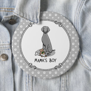 Mama's Boy Weimaraner (grijs 1) speelgoedhond mama Ronde Button 6,0 Cm