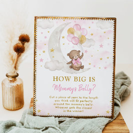 mama's buik spel meisje teddy beer ballonnen teken poster