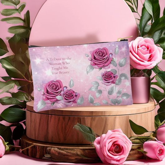 Mama's Cerise Roze Shimmer Roos Make-up Cosmetisch Etui