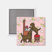 Mama's Chocolate Lab Puppy Duo Magneet (Voorkant / Achterkant)