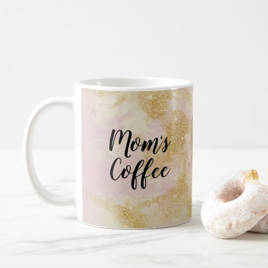Mama's Coffee roze en gouden glitter mok (Met donut)