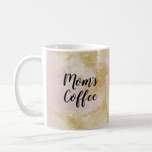 Mama's Coffee roze en gouden glitter mok (Links)