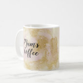 Mama's Coffee roze en gouden glitter mok (Voorkant links)