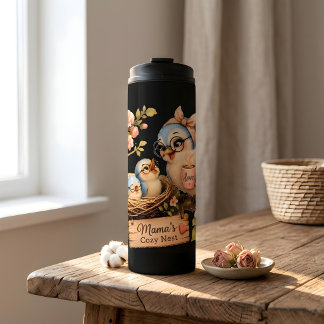 Mama's Cozy Nest Zwarte Thermische Reisbeker Thermosbeker