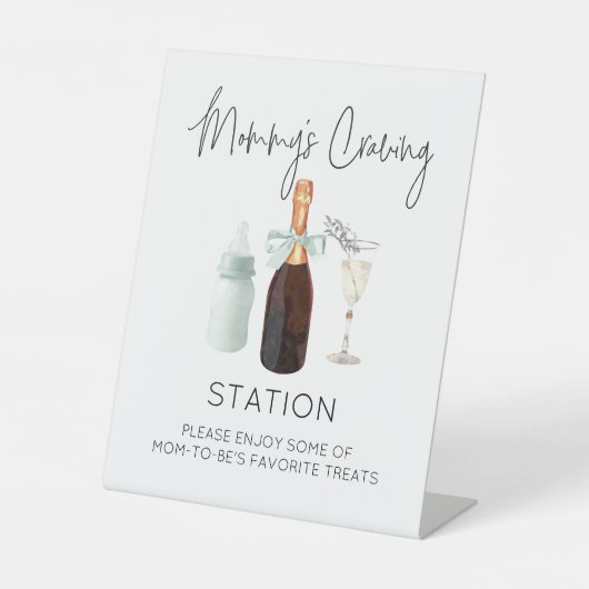 Mama's Craving Station Sign voor Baby shower Groen Reclamebord Met Voetstuk (Voorkant)
