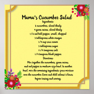 Mama's Cucumber Salad Recipe Poster Memories