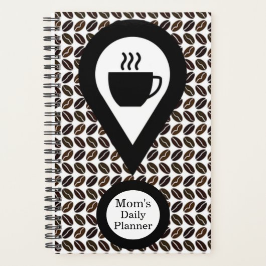 Mama's Daily Planner Koffieboon Mok Zwart & Wit (Voorkant)