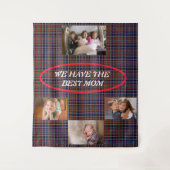 Mama's de beste Tartan Plaid Freestyle White Font Wandkleed (Voorkant)