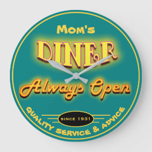 Mama's Diner of een andere naam die neon Blauwgroe Grote Klok
