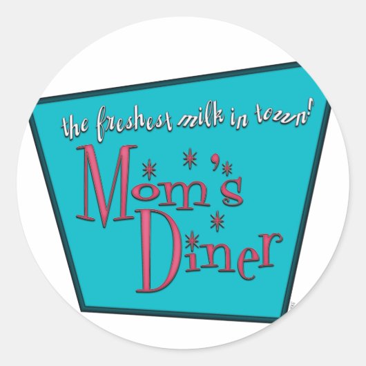 Mama's Diner Retro Pro-borstvoeding Design Ronde Sticker (Voorkant)