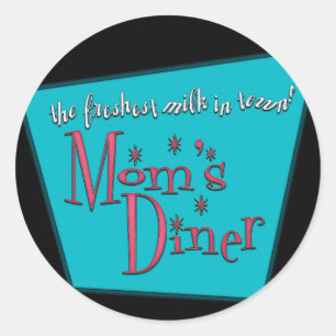 Mama's Diner Retro Pro-borstvoeding Design Ronde Sticker