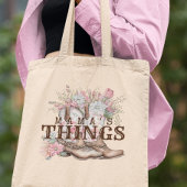 Mama's Dingen Western Cowboylaarzen Met Bloemen Tote Bag